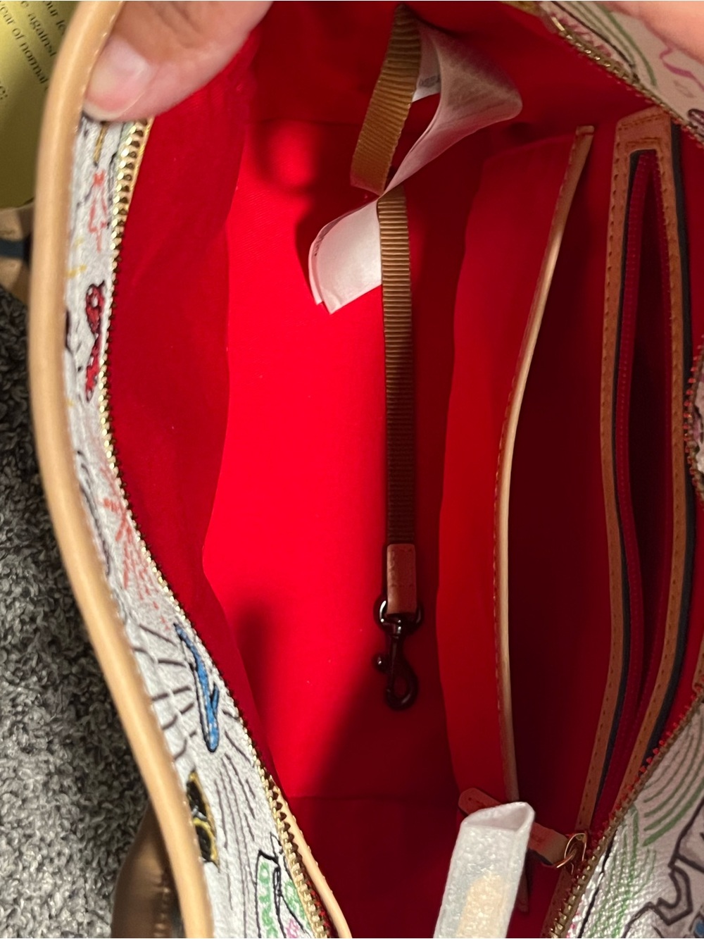 Dooney & Bourke Cream Disney Sketch Tote with Tan Trim - Picture 5 of 6